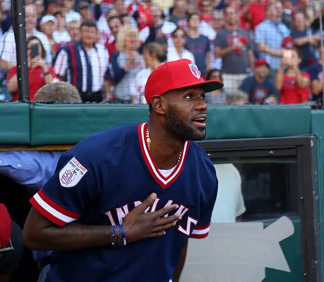 LeBron James at a Cleveland Indians baseball game