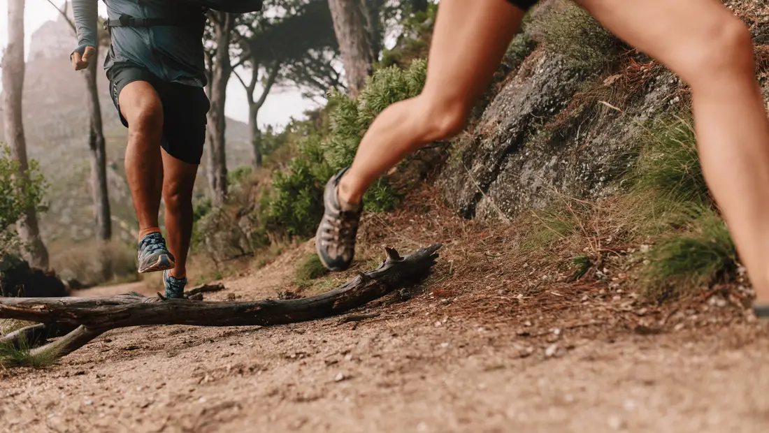 two people trail running